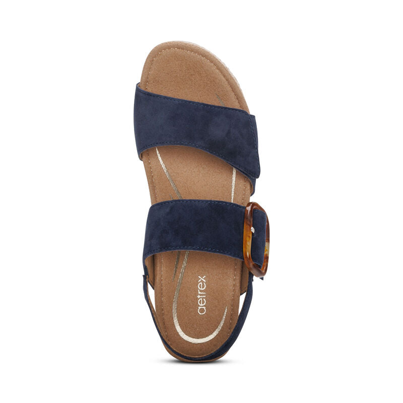 Aetrex Women's Ashley Espadrille Wedge Navy