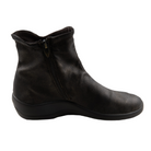 The Arcopedico Womens Paluma Bronze by ARCOPEDICO is a bronze ankle boot with arch support, side zipper, low wedge heel, and smooth leather finish, displayed in profile on a white background.
