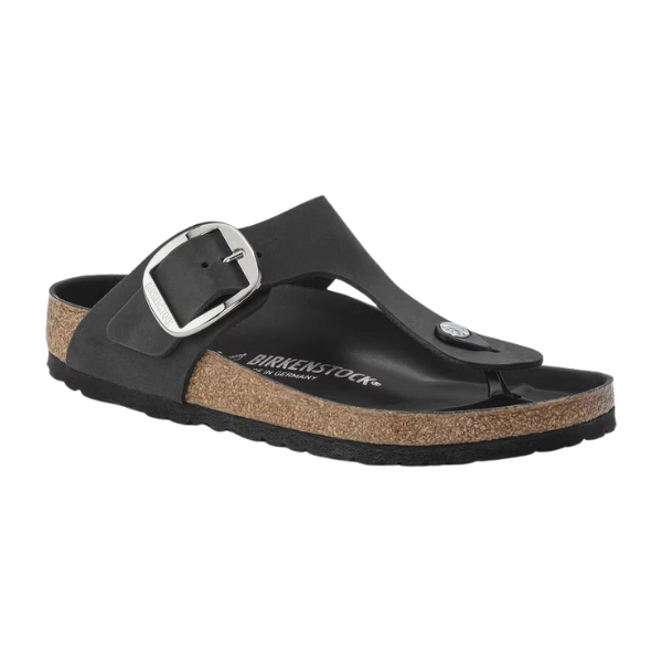 Birkenstock Women's Gizeh Big Buckle Oiled Leather Black – Lucky