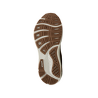 The Brooks Womens Ghost 17 Grey/White features a brown and white outsole with a textured tread for grip, flexibility, and foot pain relief; the BROOKS brand name appears at the center.