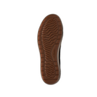 The image displays the brown rubber sole of the CLARKS Mens Mapstone Lace Wide Beeswax shoe, featuring wavy tread patterns and an embossed Clarks logo at the center. The background is plain white.