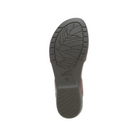 The image shows the sole of the Dansko Womens Rowan Tan shoe by DANSKO, with a leaf-patterned tread and central logo. It features a memory foam insole for exceptional foot pain relief.