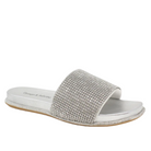 The Django & Juliette Womens Yatin Silver Leather Jewels sandal features a Wide rhinestone-adorned strap and flat sole, delivering elegant style and comfortable wear from DJANGO & JULIETT.