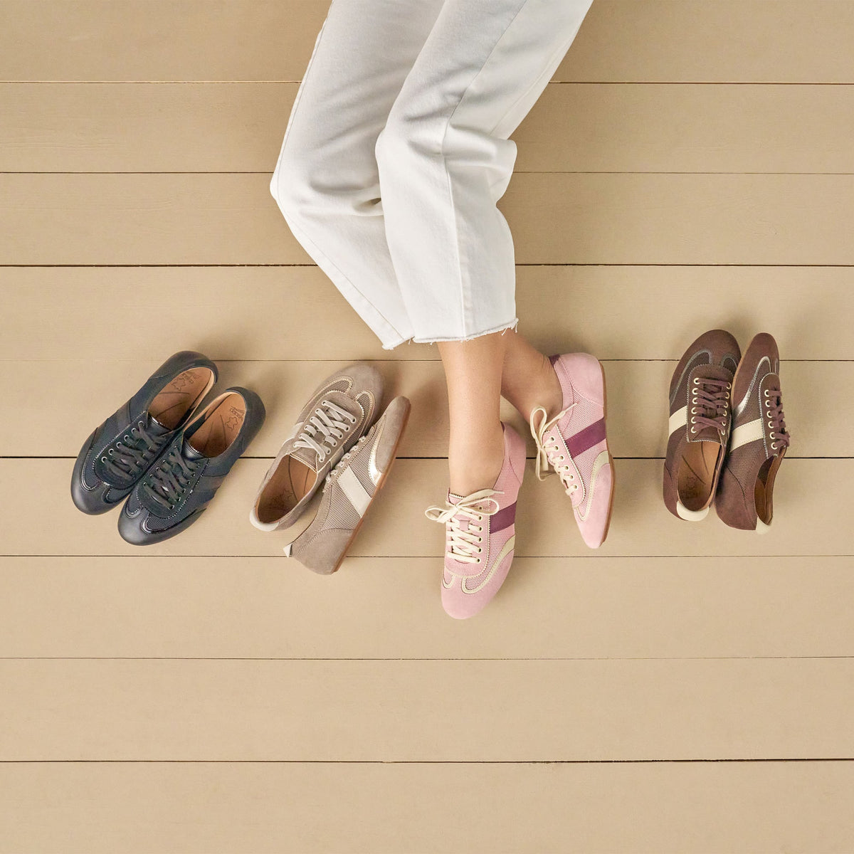 DANSKO Women's Milana Pink/Berry Leather flat shown with the Milana colour run, sneakerina style.