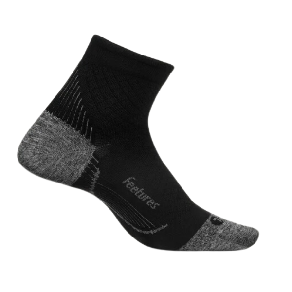 Feetures Unisex Plantar Fasciitis Relief Sock Ultra Light Quarter White/Black