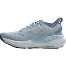 BROOKS Women's Glycerin GTS 23 Blue/Grey shoe, engineered knit upper and lacing, alternate view.