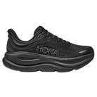 Black running shoe with 'Hoka' branding on a white background
