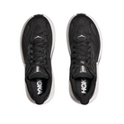 Top view of HOKA Mens Clifton 10 Wide Black/White running shoes side by side on a white background—ideal for those who love cushioned footwear.