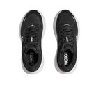 A pair of HOKA Mens Bondi 9 Wide Black/White running shoes with ultra-cushioned design and visible HOKA logos on the tongues, shown from above on a white background.
