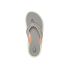 Gray sandal with a brand logo on a white background