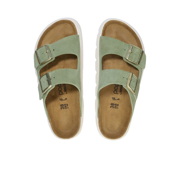 Birkenstock Women's Arizona Platform Suede Leather Green Tea