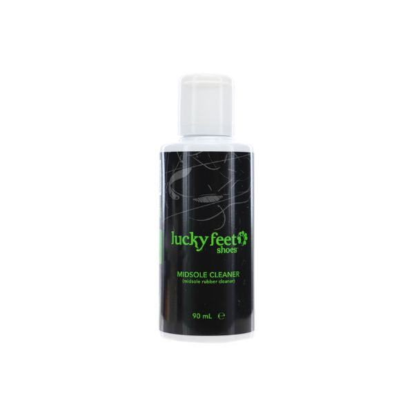 LUCKY FEET SHOE Midsole Cleaner, 90 mL—removes stains from midsoles; black label with green text.