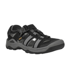 The Teva Mens Omnium 2 Hybrid Black features a closed toe, adjustable straps, mesh panels, and a rugged rubber sole—ideal hiking sandals designed for outdoor adventure.