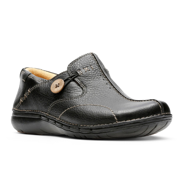 Clarks Damen Un Loop Schwarzes Leder