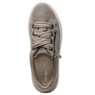 Beige sneaker with laces on a white background