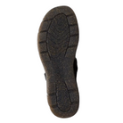 A close-up of the tread pattern on the sole of the CLARKS Orlene Jane Black Leather Mary Jane, highlighting textured grooves for traction against a white background—ideal for women's casual comfort.