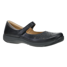 The DANSKO Dankso Women's Stacy Black features a perforated toe, Velcro strap, and textured rubber sole—ideal for women wanting comfortable or slip-resistant shoes.