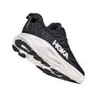 HOKA Men's Gaviota 6 Black/White running shoe shown from a low side angle, highlighting the side and white sole.