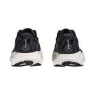 Rear view of HOKA Men's Gaviota 6 Wide Black/White running shoes with white soles, shown side by side.