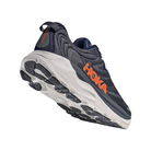 A midnight blue HOKA Men's Gaviota 6 Wide stability running shoe shown from a low angle, highlighting sole and side.