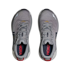 Top view of HOKA Men's Gaviota 6 Wide Stellar Grey stability shoes with red and yellow accents on white background.
