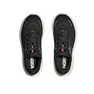 Top view of HOKA Women's Arahi 8 Wide Black/Rose Gold stability running shoes with white soles on white background.