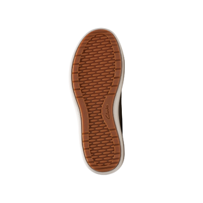 Brown rubber sole with textured pattern on Clarks Women's Nalle Lace Stone Nubuck, featuring Contour Cushion footbed.