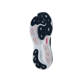 The Brooks Women's Adrenaline GTS 25 Navy/Pink has a sole with black, white, and light pink rubber grip sections.