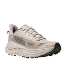 HOKA Women's Challenger 8 in Stucco/Asphalt features mesh upper, black sole, and orange accents shown at an angle.