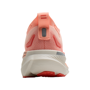 Brooks Women's Glycerin GTS 23 Coral/Peach running shoe, rear view showing mesh upper and structured support.