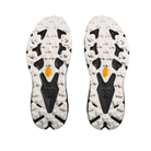 HOKA Men's Black/White Speedgoat 7 Wide trail running shoes with angular tread and yellow Vibram logos.