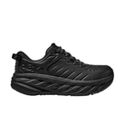 HOKA Women's Bondi SR Black/Black: slip-resistant, supportive shoe with side logo and textured upper, great for plantar fasciitis.