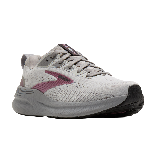 BROOKS Women's Ariel GTS 26 in Oyster/Pink features a mesh upper and cushioned sole for stability.