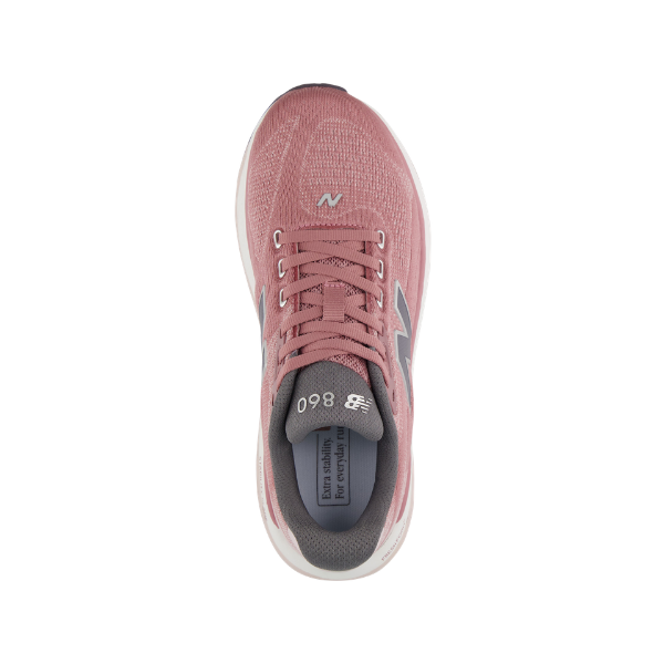 Top view of the New Balance Women's 860V15 Wide Rose/White running shoes by NEW BALANCE.
