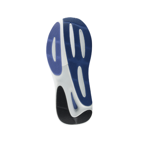 The image displays the sole of the New Balance Women's 860V15 Blue/White shoes, featuring a blue and white pattern.