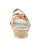 Back view of SPRING STEP Sumacah Beige Multi sandals with floral accents and a textured wedge sole.