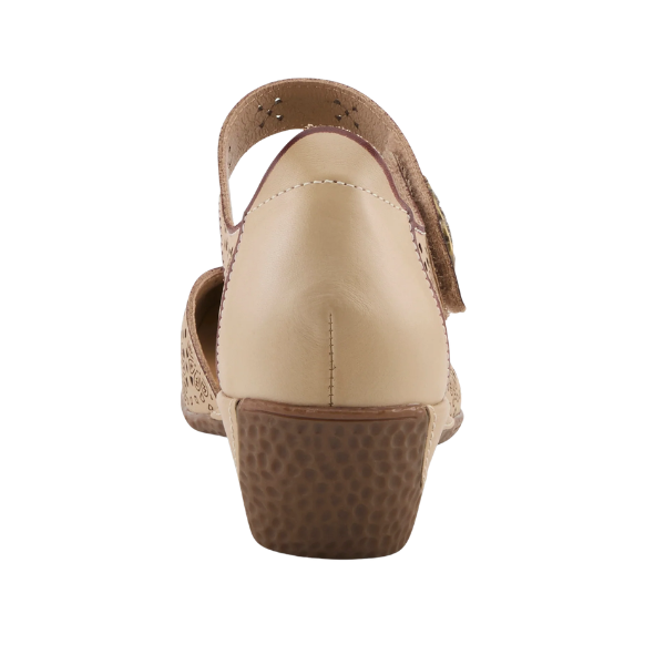 Back view of SPRING STEP Americana Beige Multi sandal, with textured sole and perforated strap.