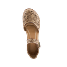 Top view of the SPRING STEP Americana Beige Multi Mary Jane with floral cutouts and an instep strap.