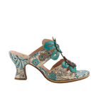 Make a statement in SPRING STEP SpringStep Women's Alania Turquoise Multi sandals with cut-outs and floral accents.