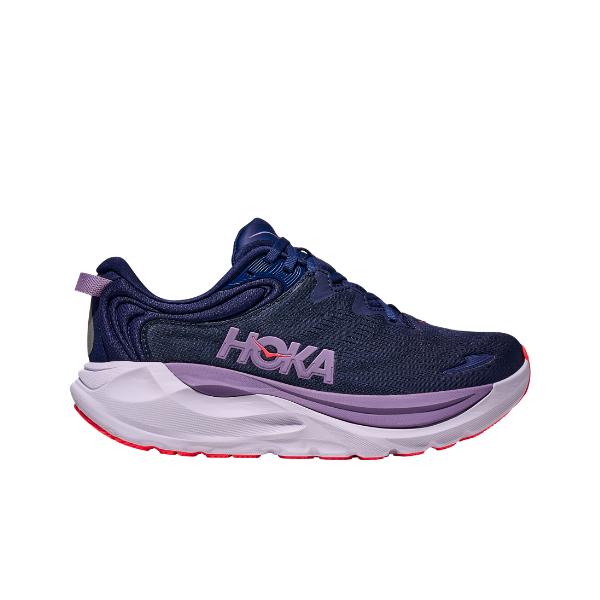 HOKA Women's Gaviota 6 in Midnight Blue/Navy with pink and purple accents on a white background.