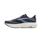 BROOKS Women's Ghost 18 Navy/White running shoe with soft cushioning and light blue road-running accents.