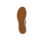 CLARKS Nalle Step Grey/Blue: Women's slip-on sneakers with brown rubber, grid tread sole and arch support.