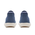 Back view of CLARKS Clark's Women's Nalle Step Grey/Blue slip-on sneakers with knit upper and white soles.