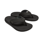 OLUKAI Men's Ahi Kai Black/Black sandals feature thick straps and wet-grip soles, ideal for ocean adventures.