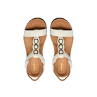 CLARKS Kitly Gem Wide women's champagne sandals with adjustable ankle straps, top view on white background.