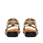 Rear view of CLARKS Kitly Gem Wide Champagne sandals with adjustable straps and Contour Cushion footbed.