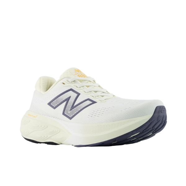 NEW BALANCE Women's 880 V15 Yellow/Grey running shoe with Fresh Foam X sole and black-and-yellow tread accents.
