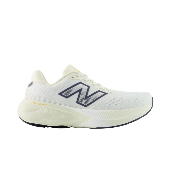 New Balance Women's 880 V15 in yellow/grey features a mesh upper and thick cushioned Fresh Foam X sole.