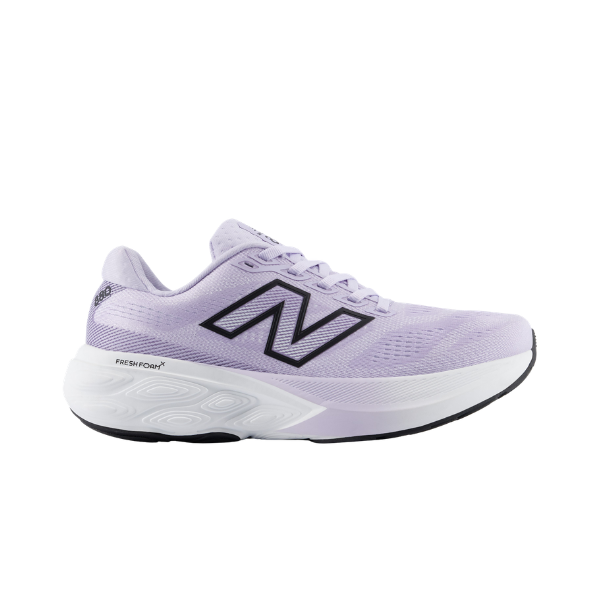 NEW BALANCE Women's 880 V15 running shoes in violet/black, side view on white with cushioned sole.