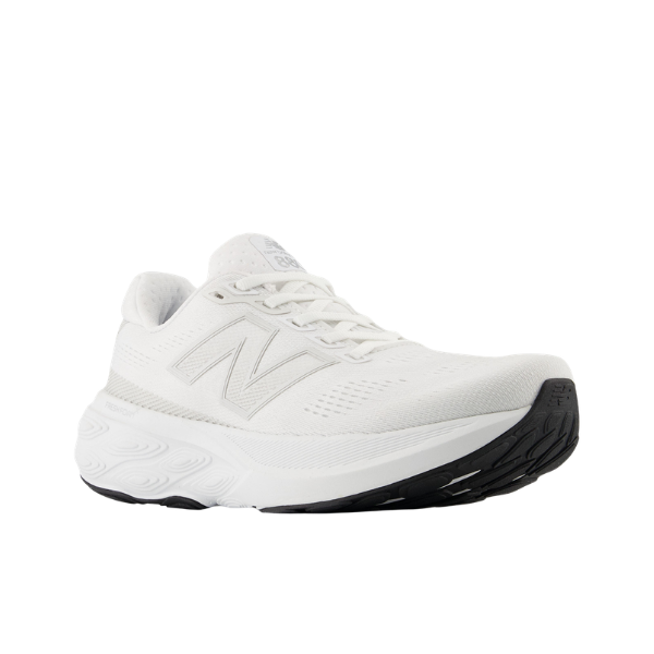 New Balance Women's 880 V15 in white features Fresh Foam X cushioning and a black sole with the signature N logo.